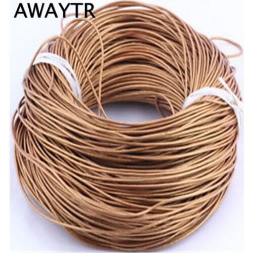 AWAYTR 10M 1.5/2MM Diameter Round Genuine Cow String Leather Cords Chains Pendant Necklace Rope Jewelry Findjings 4 Color
