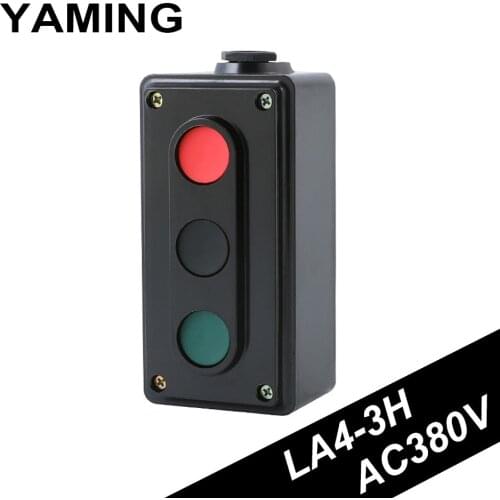 Three Position Push Button Switch LA4-3H Boxed 3NO 3NC Key Reset Type Rectangle Shaped Panel Mounted 5A/380V
