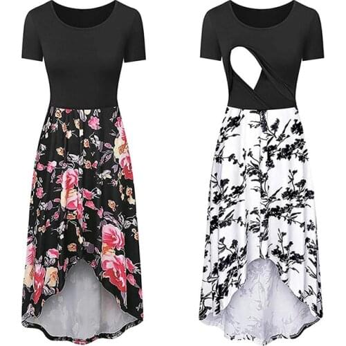XXL Fashion Women Pregnant Dress Maternity Nursing Floral print Breastfeeding Summer Casual Maternity Dress Breastfeeding Clothe