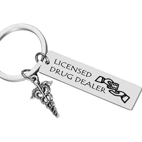 Pharmacy Shool Graduation Funny Keychain Pharmacy Student Gift Pharmacist Licensed Drug Dealer Keyring Jewelry