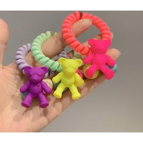 Women Phone Cord Hair Ties Elastic Rubber Bands Bow Girl Scrunchies Monkey Colorful Korean Summer Head Accessories Wholesale
