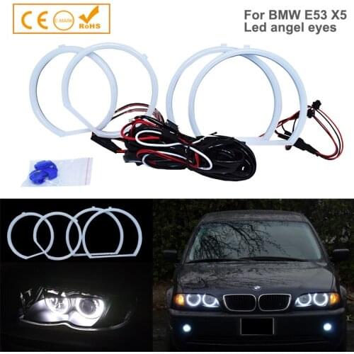 1SET(2*127.5mm+2*158mm) White LED SMD Cotton Angel eyes Halo Ring Lighting Kit For BMW E53 X5 1999-2004 Daytime running lights