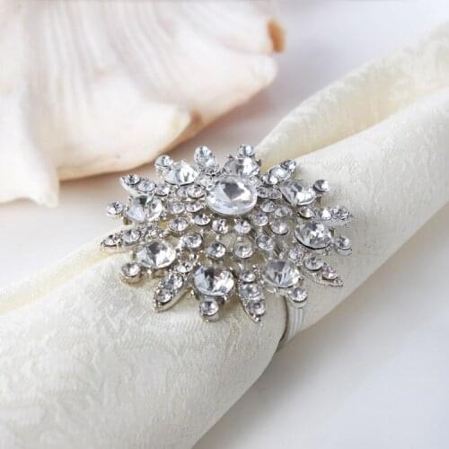 10pcs/lot Rhinestone Napkin Ring Serviette Holder Napkin buckle for Wedding Party Decoration