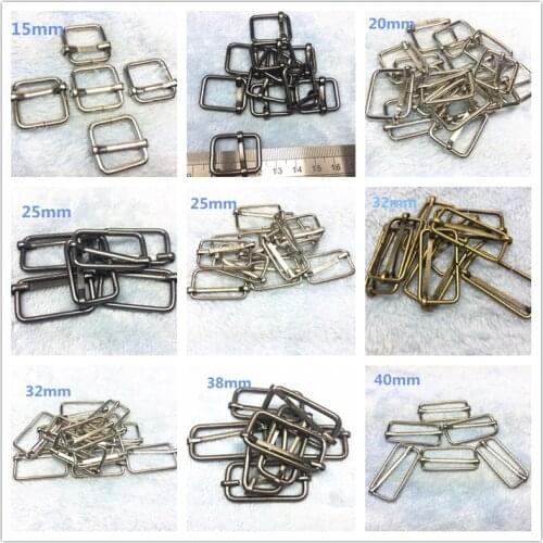 20pcs 0.6"/0.8''/1"/1.25"/1.5"/1.6" inch Ribbon Slip Adjuster Metal Roller Pin Buckles Webbing Slider Tri Glide DIY Materials