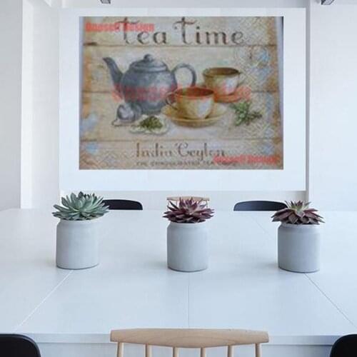 2020 5d diamond painting full square rest time drink tea rhinestone pictures 5d diamond embroidery sale livingroom wall sticker