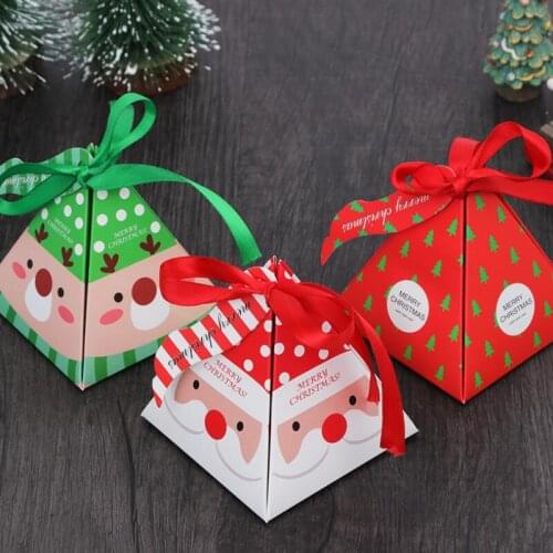 30pcs/lot Creative Christmas Pattern Paper Fold Box Christmas Gift Candy Box Baking Small Packaging Box