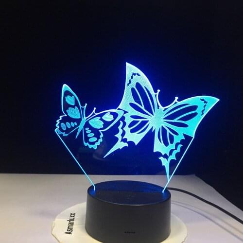 Butterfly Series Acrylic Panel Design 3D LED Night Light illusion Table Desk Lamp Christmas Gift for Child Home Decor