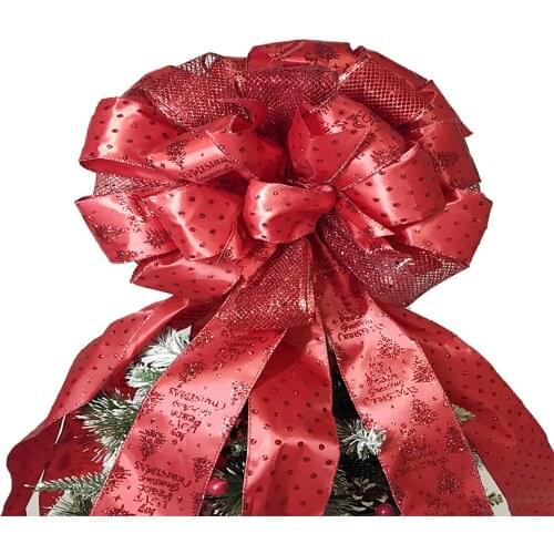 Christmas Tree Bow Decorations Topper Large Glitter Bow-Knot Christmas Tree Home Decorations Topper