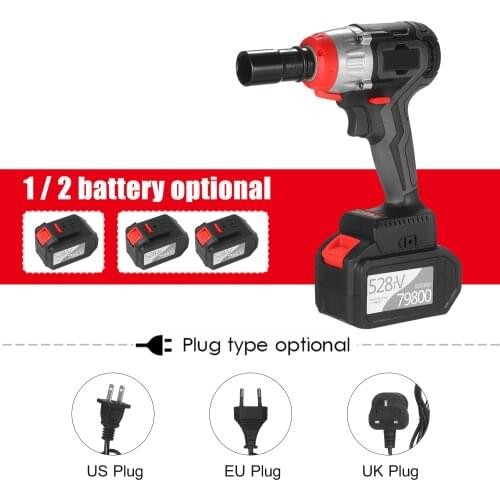 Cordless Impact Wrench 380Nm Torque Brushless Motor 1/2 and 1/4 Inch Quick Chuck 6.0A with Fast Charger Variable Speed