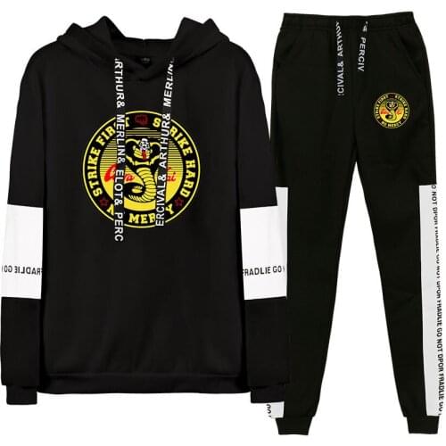 The Karate Kid Cobra Kai Couple suit Pullover Hoodies 2 Pieces Sets Hoody Sweatshirt+ jogger pants Suit unisex Casual Tracksuit