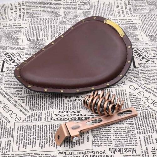 For Harley Sportster Bobber Chopper Custom Brown Motorcycle Cover Cowl Pad Synthetic Leather Solo Seat 1set