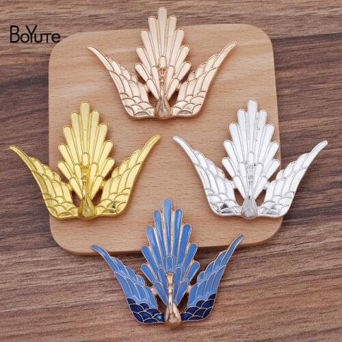 BoYuTe (10 Pieces/Lot) 53*66MM Enamel Phoenix Headdress Accessories Factory Supply DIY Handmade Jewelry Materials