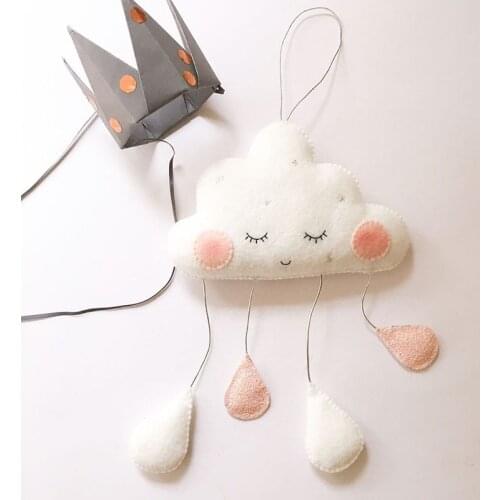 Nordic Style Felt Cloud With Face Kids Room Decoration Cloud Scandinavian Style Children Room Decor Nordic Decoration For Room