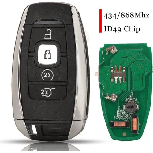 Jingyuqin 5pcs 4 Buttons Smart Card Remote Car Key 434mhz 868MHz id49 Chip For Lincoln MKC MKZ MKX 2016-2019