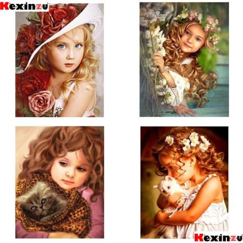 KEXINZU Full Square Diamond Painting 5D Girl Diamond Embroidery Cross Stitch Portrait Home Decoration Diamond Art