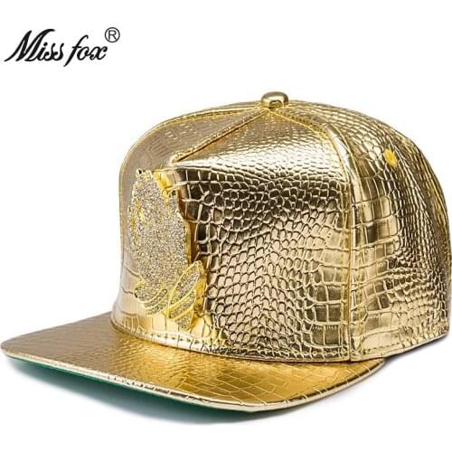Missfox Hip Hop Prayer Shape Hat Men Rhinestone Drilled Top Hat Flat Brim Crocodile Pattern Hats Caps Men