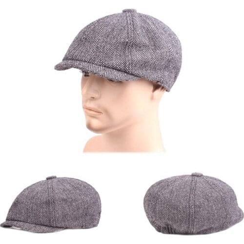 New Fashion Men Berets Cotton Cool Street Newsboy Octagonal Hat Retro Vintage Casual Male Outdoors Warm Stylish Solid Color Caps
