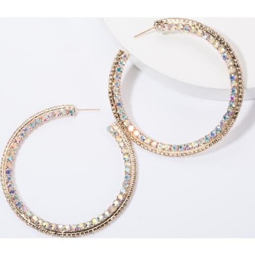 New Fashion Round Earrings Womens Rhinestone Retro Personality Earrings Party Accessories Temperament Earrings