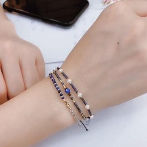 Charm Glass Beads Little Freshwater Pearls Bracelets For Women Muyuki Thin Cute Temperament Bracelet Set Femme Wedding Jewelry