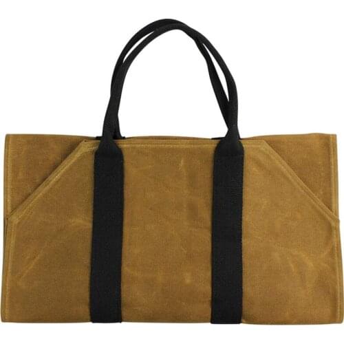 Outdoor Tote Camping Carry Bag Canvas Firewood Storage Bag Package Handles Bag Wood Stove Accessories for Outdoor Camp