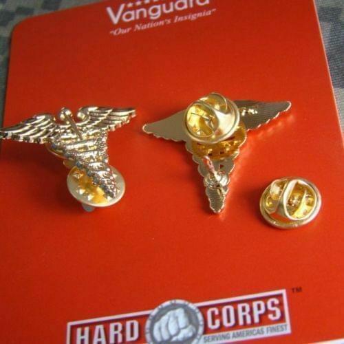 Pair US Army Medical Service Corps Officer Nurse Corps Lapel Cap Badge Pin gold armyshop2008