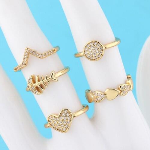 Simple Rings For Women Wedding Engagement Lovers Bridal Heart Hollow Round Fish Bone Ring Bijoux Femme Accessories Drop Shipping