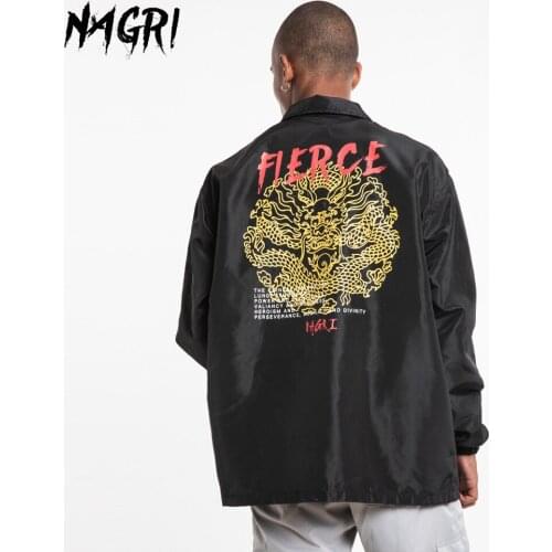 Long Sleeve Shirts Spring Autumn Dragon Print Letter Graphic Button Shirt Long Sleeve Hip Hop Male Streetwear Shirts Tee Tops