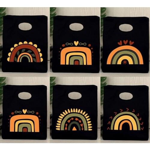 Rainbow Print Functional Pattern Cooler Lunch Bags Portable Insulated Canvas Bento Box Totes Picnic Thermal Foods Storage Pouch