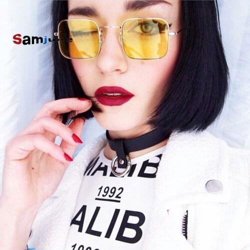 Samjune Square Sunglasses Womem Luxury Brand Designer Gold Metal Frame Oculos High Quality Gradient Lens Sun Glasses For Female