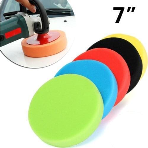 5pcs Set 7 Inches 180mm Car Round Flat Polishing Foam Buffing Sponge Pads Tool