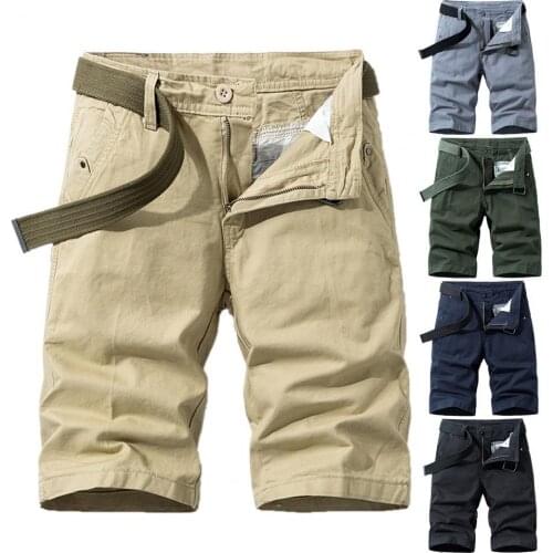 Gargo Shorts Not Easy to Pilling Not Deformed With Belt Men All-season Belted Ripstop Basic Shorts for Youth