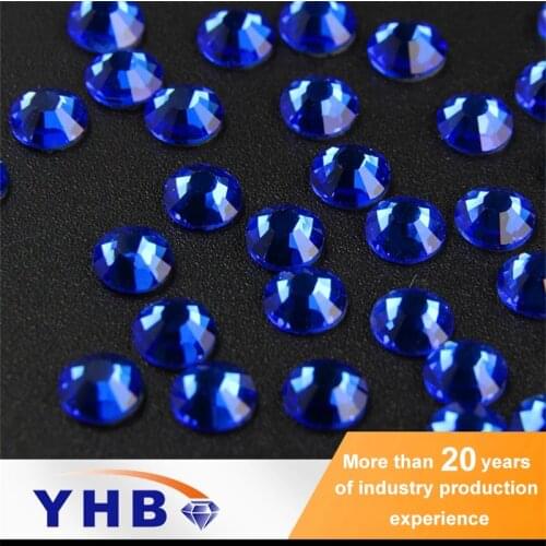 YHB Hotfix Rhinestone Sapphire Round 107 Color Flatback Crystal For Shoes Bags Nails Fabric Garment Decoration Diy