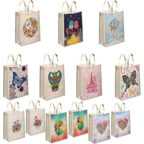 DIY Special Shaped Diamond Painting Handbag Reusable Eco-friendly Shopping Storage Bags Foldable Grocery Tote Home Organizer Gif