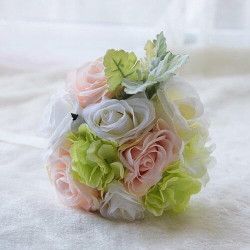 Bridal Wedding Bouquet,Artificial Bridal Bride Brooch Bouquets,Handmade Vintage Rustic Style Satin Roses Wedding Flower PH029