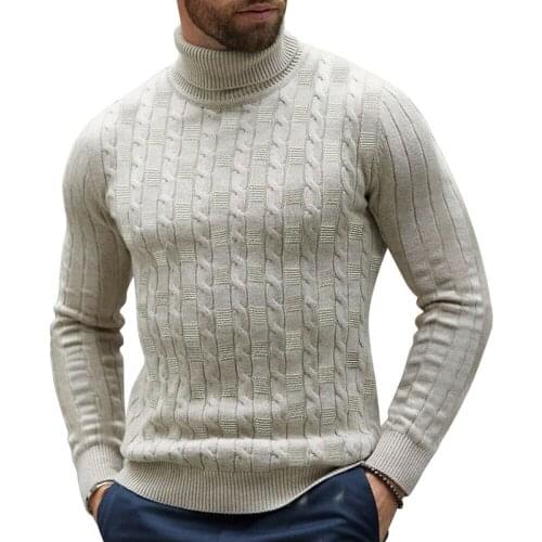 Winter High Neck Warm Sweater Men Turtleneck Sweaters Slim Fit Pullover Men Knitwear Male Solid Color Long Sleeve Casual Sweater