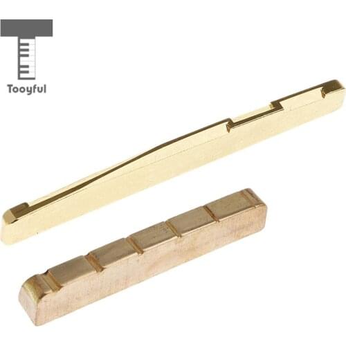 Tooyful Set of Brass Slotted Saddle Nut 74x3x9mm for Folk Guitar 6-String Instrument Accs