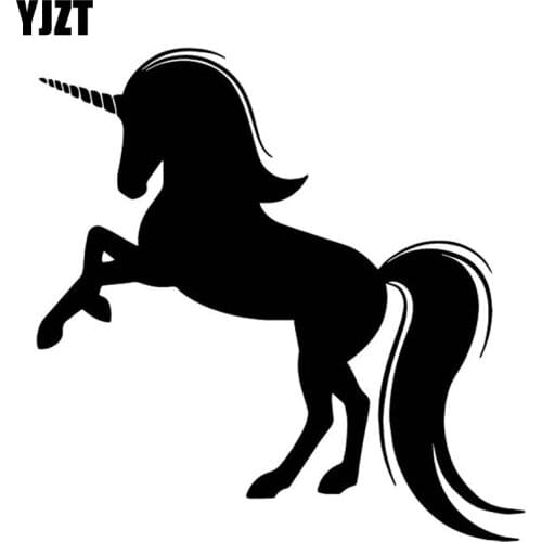 YJZT 16.1CM*16.2CM Unicorn Cartoon Pattern Car Sticker Vinyl Decal Car Trunk Accessories Black/Silver C4-1746