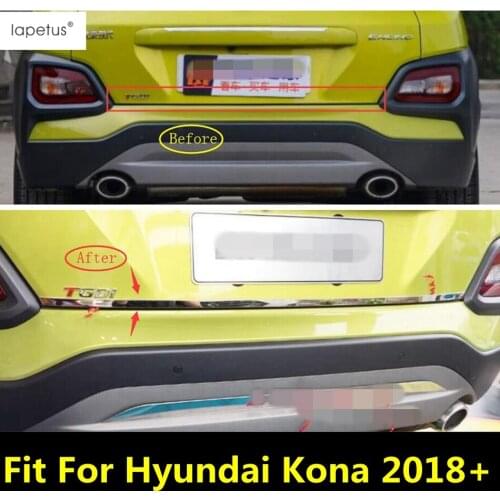 Lapetus Stainless Steel Exterior Refit Kit For Hyundai Kona 2018 2019 2020 Rear Trunk Tailgate Bottom Lid Decor Strip Cover Trim