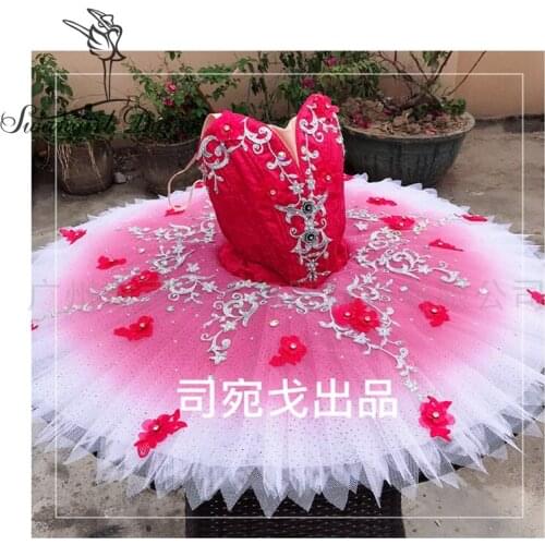 New Pink Gradient Ballet Tutu Adult Classical Flower Fairy Doll Competition Performance Stage Costumes Platter Tutu BT4002