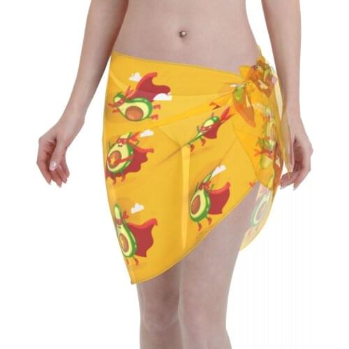 Women Beach Bikini Cover Up Funny Avocado Wrap Skirt Sarong Scarf Beachwear Bathing Suit Beachwear Swimsuits