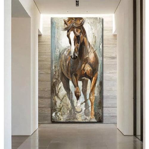 Large Size Abstract Style Horse Oil Painting on Canvas Wall Art Posters and Prints Animal Picture for Room Decoration Cuadros