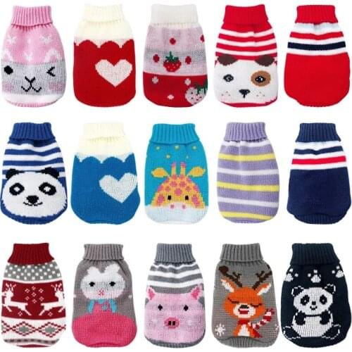10PC/Lot Winter Dog Clothes Warm Cat Dog Sweaters for Small Dog Coat Puppy Outfits Christmas Pet Clothes