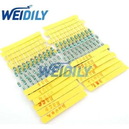 1/4W Inductor Assortment 0307 0.25W Color Ring Inductance Assortment 1UH-1MH 12valuesX10pcs=120pcs Inductors Assorted Set Kit