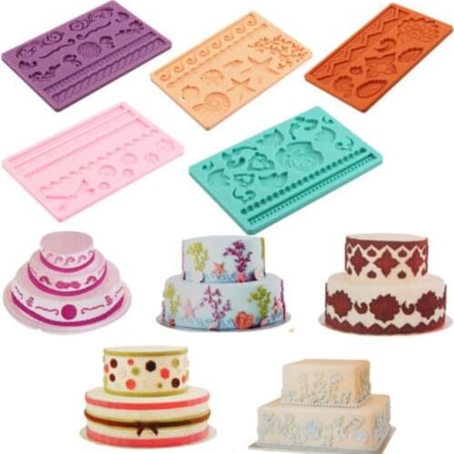 Fondant Tool 14 Stlye Shape Baking Mold Lace Silicone Embossing Die Sugar Arts Cake Decorating Tools Flower Mold