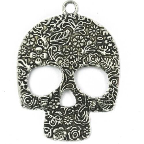 2Pcs Antique Tibetan Silver Cool SKULL Charms Pendant Jewelry Beads Findings