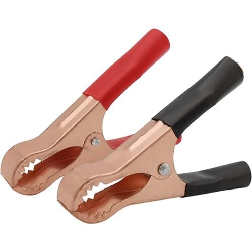 2Pcs Red + Black length 80mm 50A Crocodile Clamp Car Caravan Van Battery test Spring Clips Alligator Clip