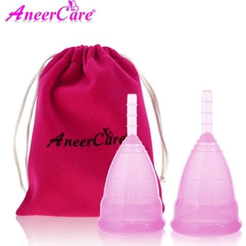 2pcs(S+L) Silicon cup copa lady menstrual cup feminine hygiene vagina care copa menstrual de silicona medica menstruation cup