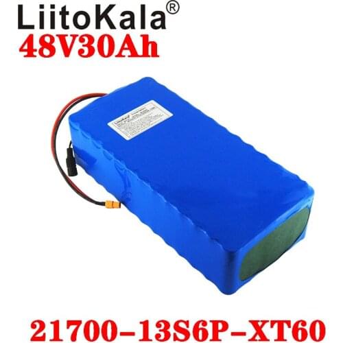 LiitoKala 48V 30ah 21700 5000mAh 13S6P ebike battery 20A BMS 48v battery Lithium Battery Pack For Electric bike Electric Scooter