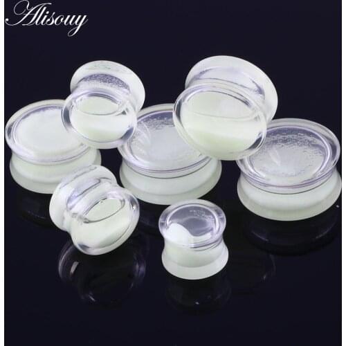 Alisouy 1 pair Acrylic transparent Glow In Dark Ear Plugs Tunnel Flesh Ear Expander Ear Plug Body Piercing Jewelry cool for men