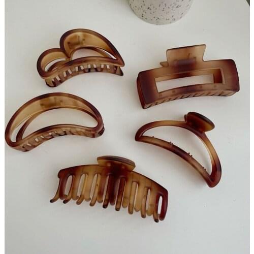 Ins style retro texture upgrade a variety of shapes big catch clip matte frosted coffee color hair catch simple hair accessories